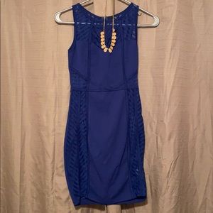 Blue mini dress.